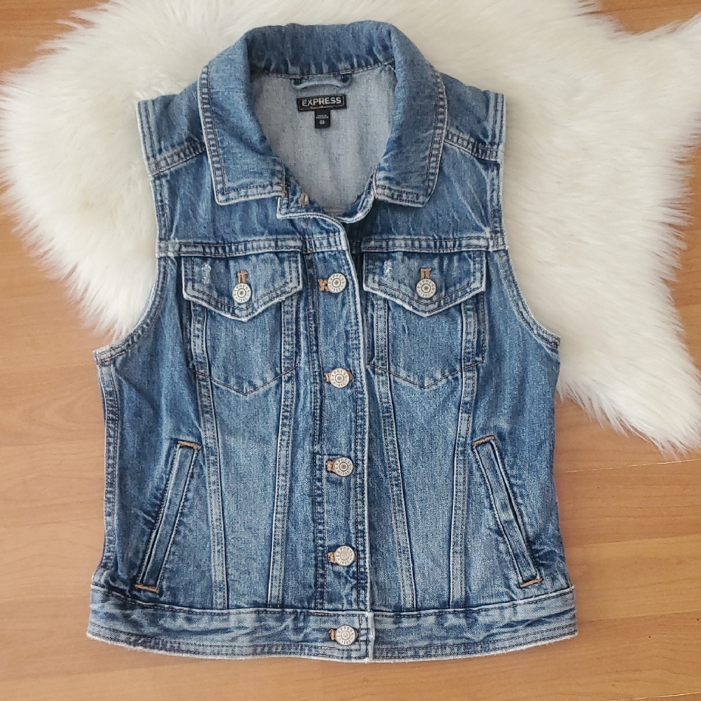 Express womens Denim Vest sz XS